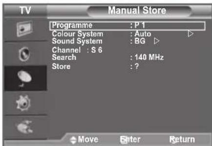 SAMSUNG LE40A4577C1DXXC - Storing Channels Manually - 2