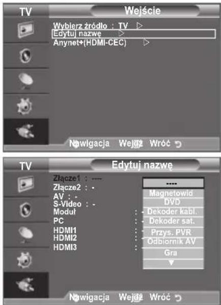 SAMSUNG LE40A4577C1DXXC - Edytowanie nazw zródel sygnału wejsciowego - 1