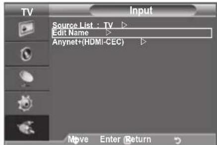 SAMSUNG LE40A4577C1DXXC - Editing the Input Source Names - 1