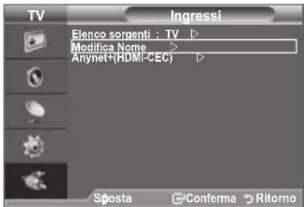 SAMSUNG LE40A4577C1DXXC - Modifica dei nomi delle sorgenti di ingressso - 1