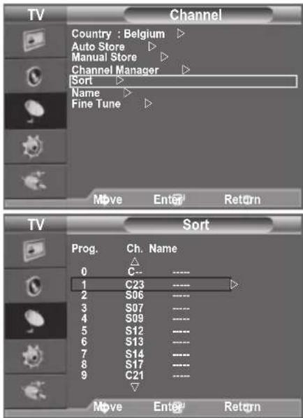 SAMSUNG LE40A4577C1DXXC - Sorting the Stored Channels - 1