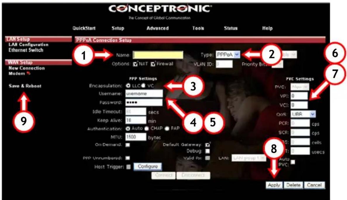 CONCEPTRONIC ADSL2+ Router - Manually Set-Up your Internet Connection Configuration - 1