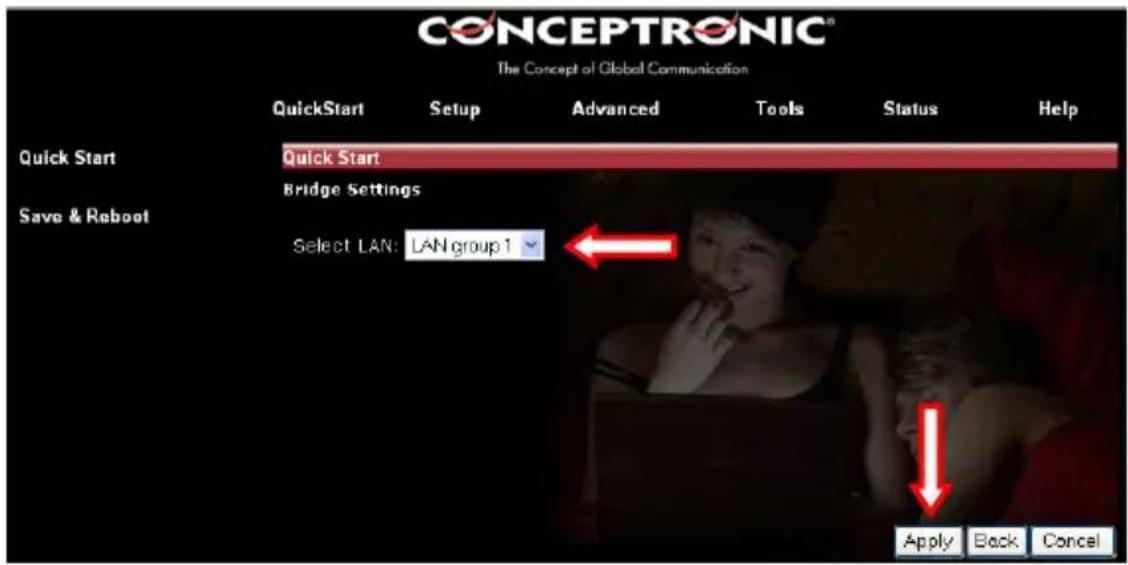 CONCEPTRONIC ADSL2+ Router - Valasztott beagyazás = 1483 Bridge LLC - híd - 1