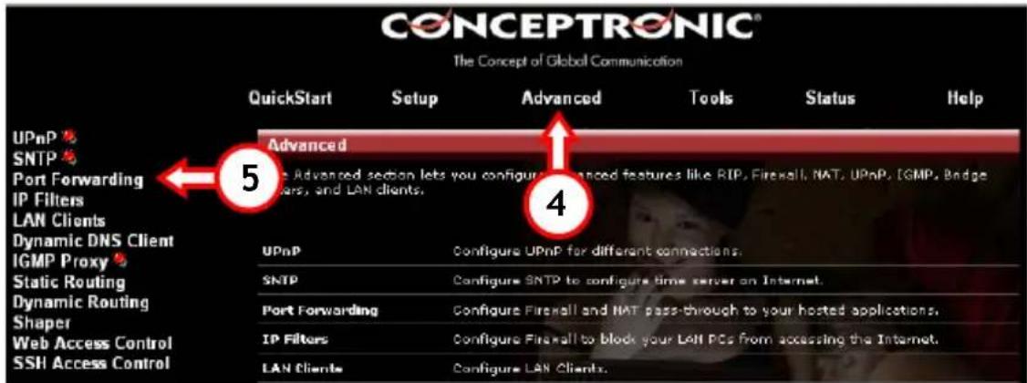 CONCEPTRONIC ADSL2+ Router - Port továbbítása - 1