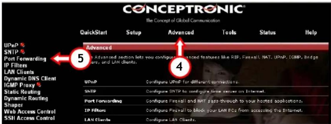 CONCEPTRONIC ADSL2+ Router - Port Forwarding - 1