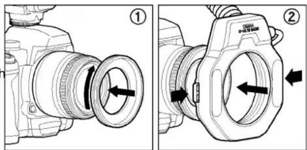 SIGMA EM140 DG Macro Flash NikoniTTL - ATTACHING THE FLASH UNIT - 1