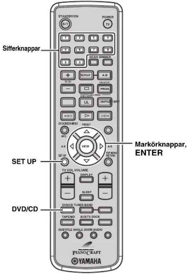 YAMAHA PianoCraft MCRE810 - Konfigurering av DVD-spelarinställningar (installingsmeny) - 1