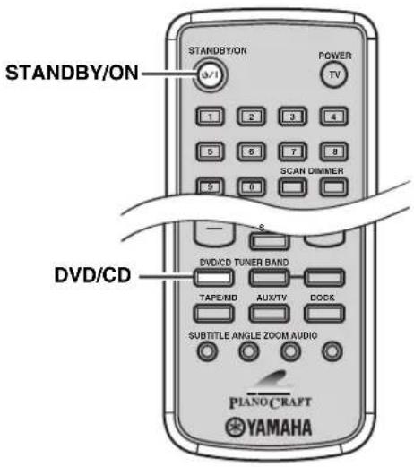 YAMAHA PianoCraft MCRE810 - Stap 1: Schakel de stroom in en selecteer de DVD als signaalbron - 1