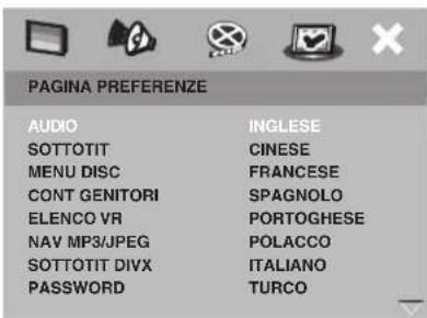 YAMAHA PianoCraft MCRE810 - Fase 5: Impostare la lingua predefinita per l'audio, i sottitolii ed il menu dei dischi - 2