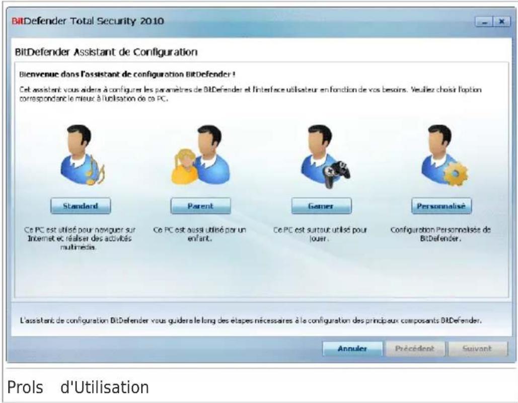 BITDEFENDER Total Security 2010 - Étape 1 - Sélectionner le Prol d'Utilisation - 1