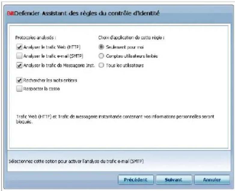 BITDEFENDER Total Security 2010 - Étape 3/4 - Sélectionner les types de trac et les utilisateurs - 1