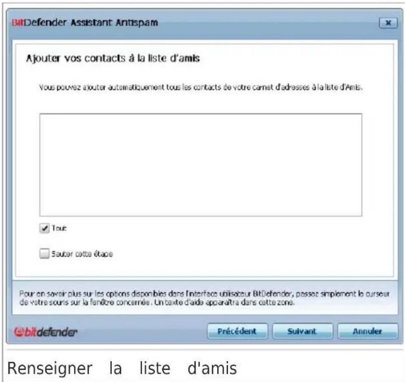 BITDEFENDER Total Security 2010 - Etape 2 sur 6 - Renseigner la liste d'amis. - 1