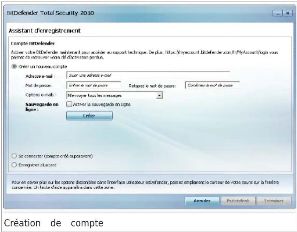 BITDEFENDER Total Security 2010 - Etape 2 - Création d'un compte BitDefender - 1