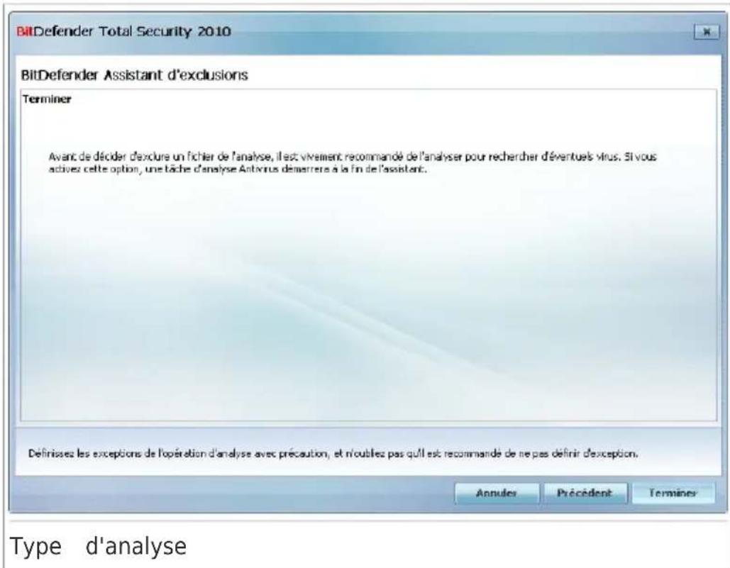 BITDEFENDER Total Security 2010 - Étape 4/4 - Sélectionner le type d'analyse - 1