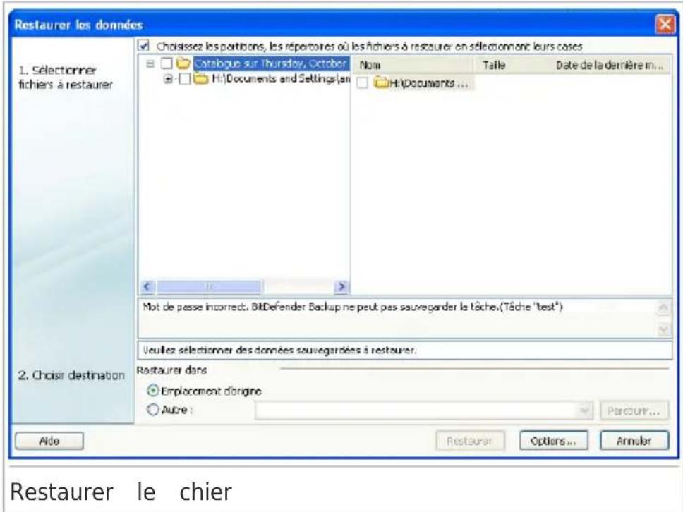 BITDEFENDER Total Security 2010 - Restaurer le chier - 1