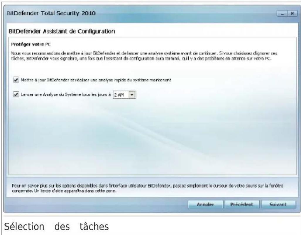 BITDEFENDER Total Security 2010 - Étape 6 - Sélectionner les tâches à executer - 1