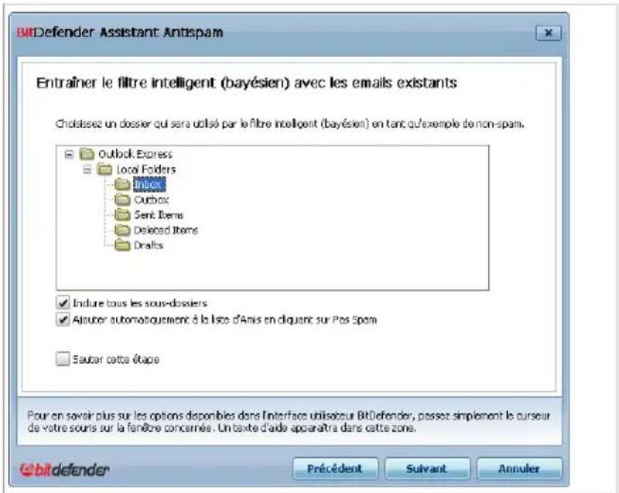 BITDEFENDER Total Security 2010 - Étape 4 sur 6 - Entrainer le contrôle bayesien avec les légitimes - 1