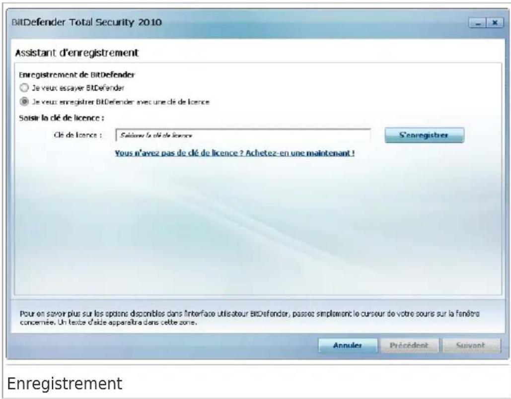 BITDEFENDER Total Security 2010 - Étape 1 - Enregistrer BitDefender Total Security 2010 - 1
