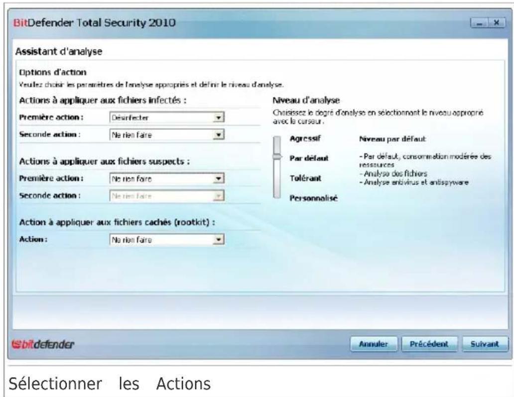BITDEFENDER Total Security 2010 - Étape 3/6 - Sélectionner les Actions - 1