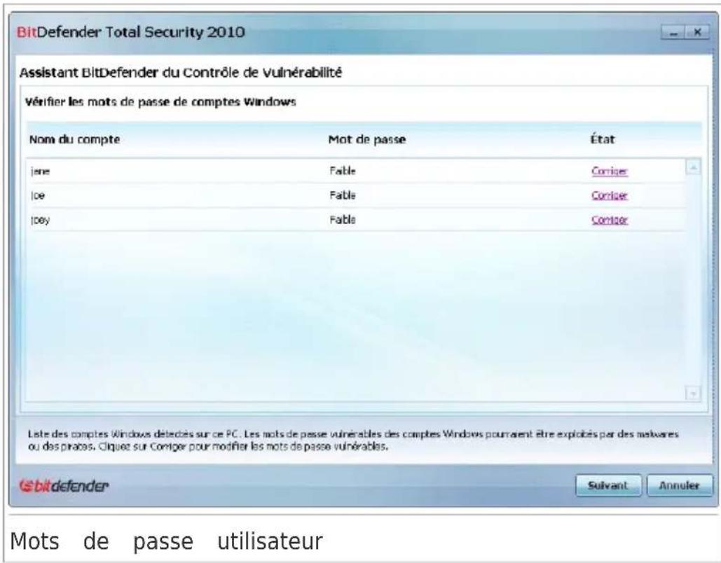 BITDEFENDER Total Security 2010 - Étape 5/6 - Modier les mots de passer vulnérables - 1