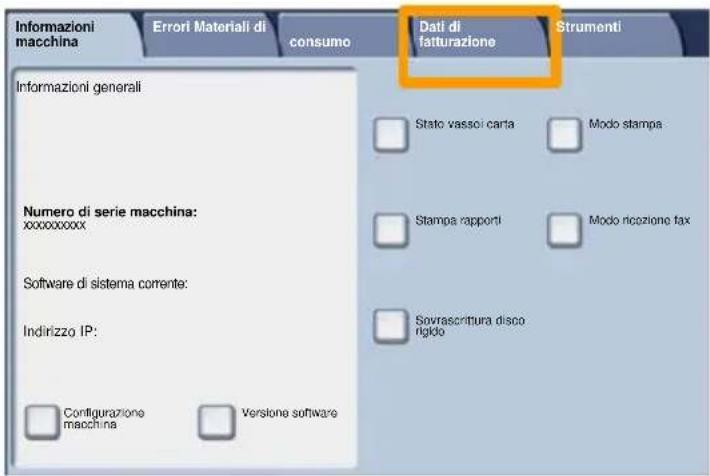 XEROX WorkCentre 7345 FPB - Selezionare la scheda Dati di fatturazione. - 1