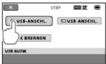 SONY Handycam HDRCX100B - Berühren Sie [USB-ANSCHL.] auf dem Bildschirm des Camcorders. - 1
