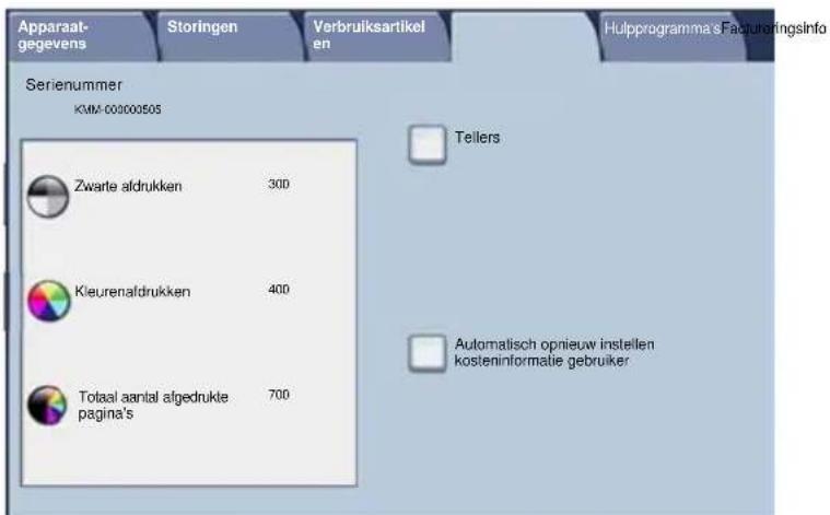 XEROX WorkCentre 7335 RPX - De kostenstellers worden weergegeben. - 1