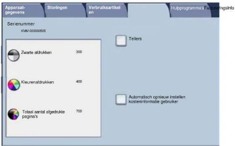 XEROX WorkCentre 7335 RPLX - De kostentellers worden weergegeven. - 1