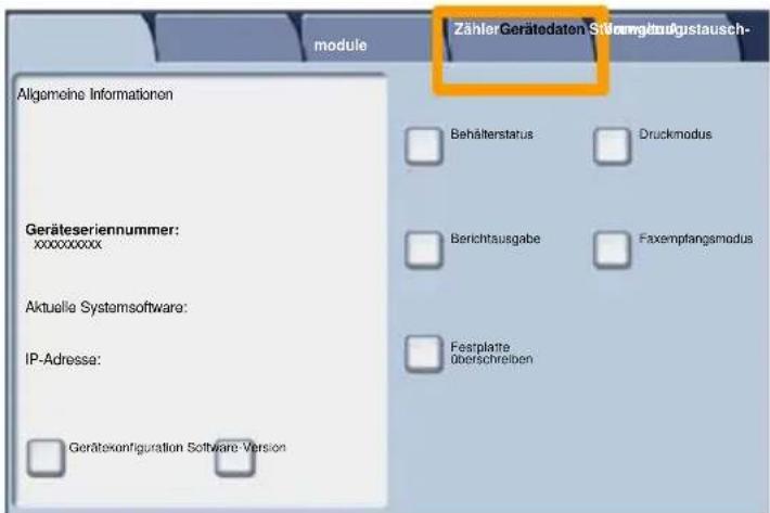 XEROX WorkCentre 7335 FPX - Register Zähler antippen. - 1