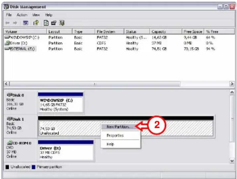 CONCEPTRONIC CHD2UES200 - Create and format a partition on the CHD2UES - 1