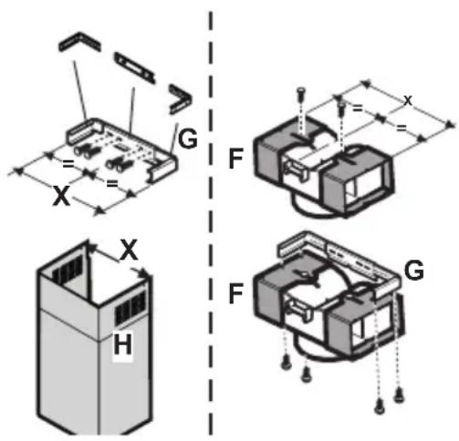 FAGOR 3CFT9 BRS X - Ensamblaje previo del deflector (solamente cuando el aparato está provisto de un deflector compuesto de tres partes – el deflector se utiliza solamente para la versión filtrante) - 1