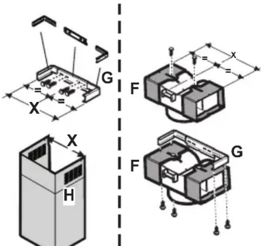 FAGOR 3CFT9 BRS X - Die Kaminhalterung zusammenbauen (3 Teile): - 1