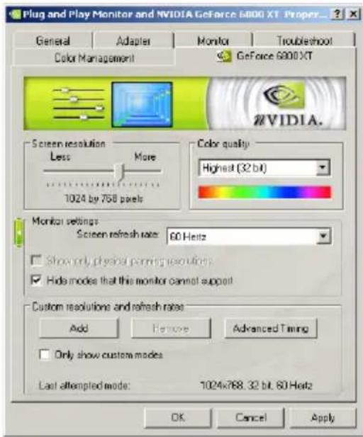 ECS N9500GTC1GQSF - Screen Resolutions and Refresh Rates - 1
