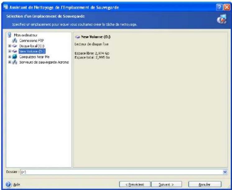 ACRONIS Recovery for MS SQL Server - Sélection d'un emplacement de sauvegarde de base de données - 1
