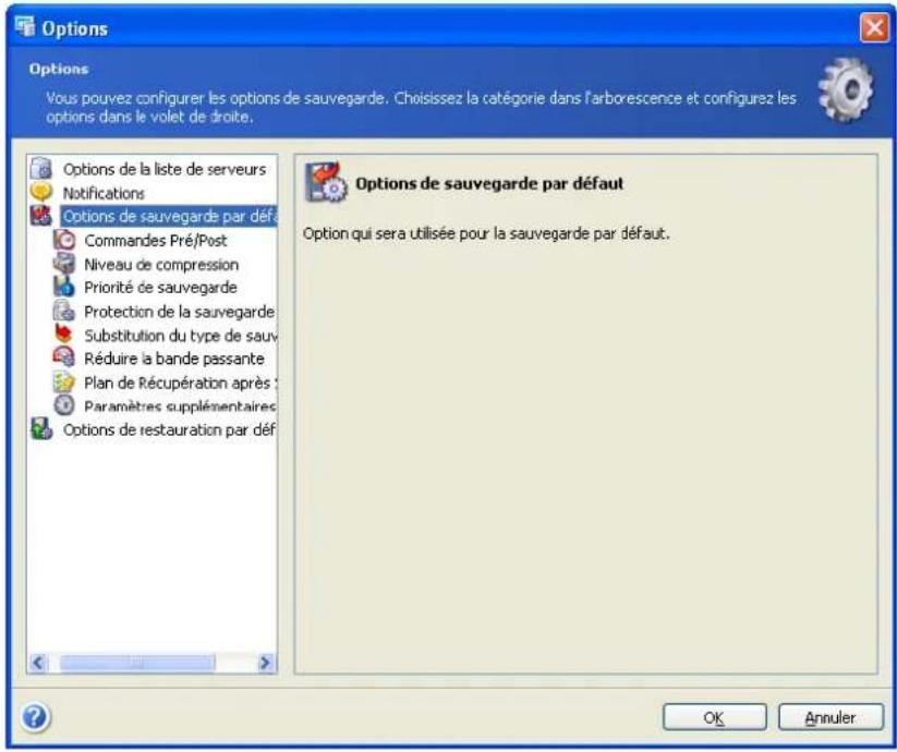ACRONIS Recovery for MS SQL Server - Configurer les options de sauvegarde par défaut - 1