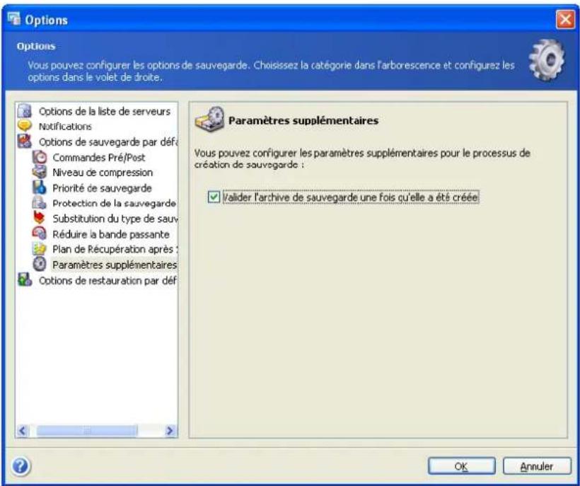 ACRONIS Recovery for MS SQL Server - Paramètres supplémentaires - 2