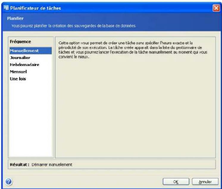 ACRONIS Recovery for MS SQL Server - Configuration des paramètres de planification - 1