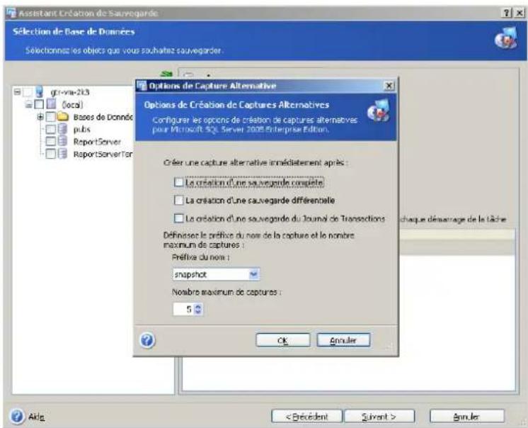 ACRONIS Recovery for MS SQL Server - Définition des options de capture alternative - 3