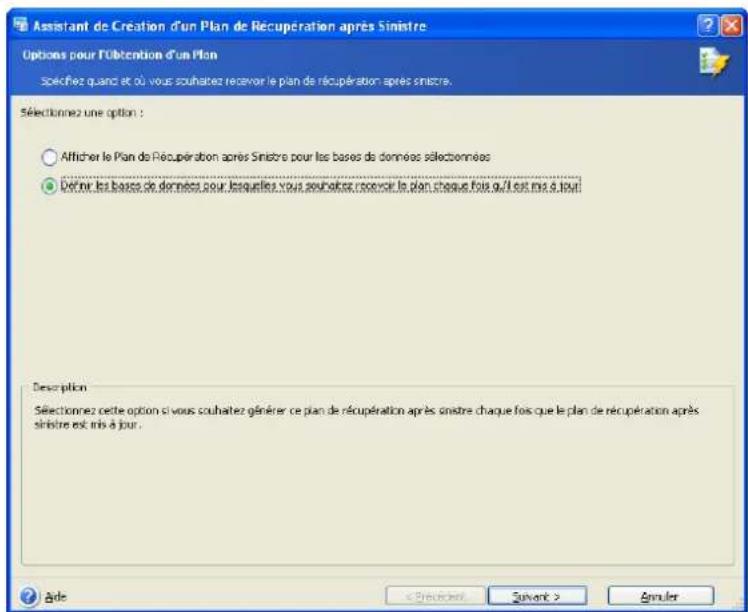 ACRONIS Recovery for MS SQL Server - Réception de la planification du plan de récupération en cas de sinistre - 1