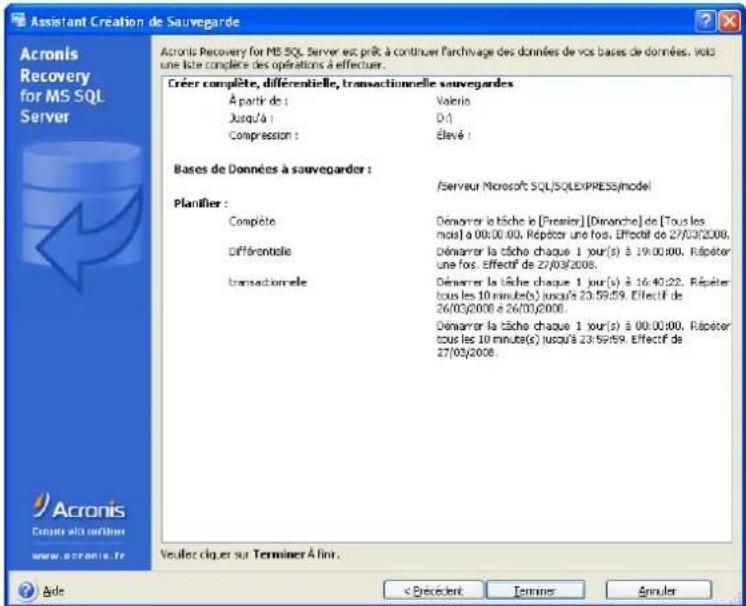 ACRONIS Recovery for MS SQL Server - Résumé de sauvegarde - 1