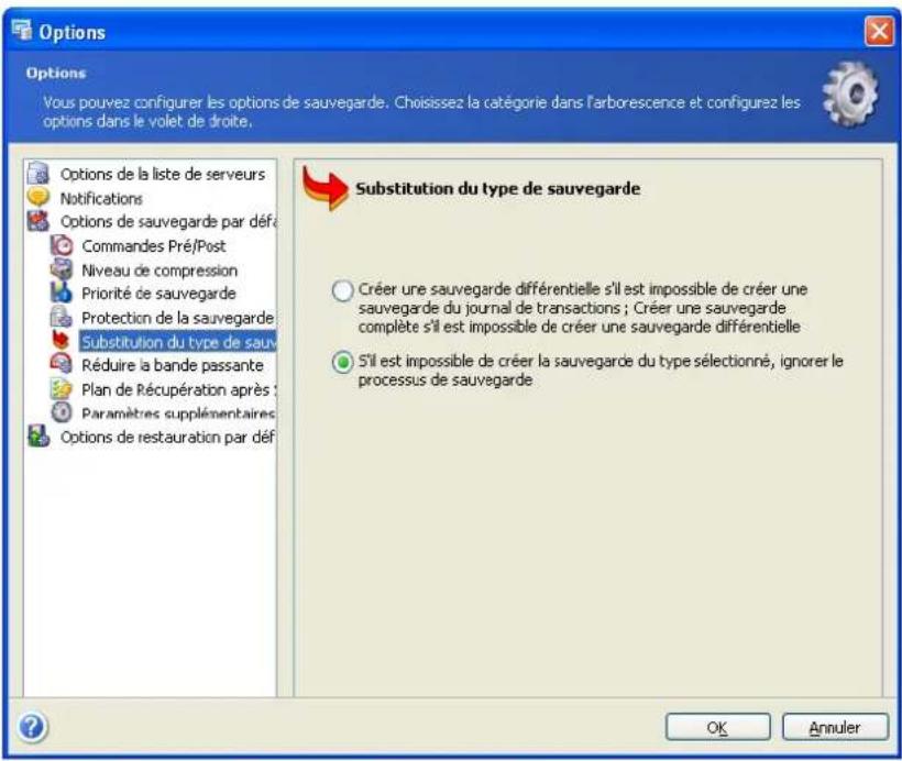 ACRONIS Recovery for MS SQL Server - Substitution de type de sauvegarde - 1