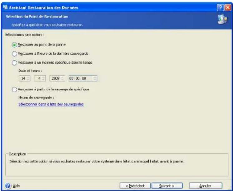 ACRONIS Recovery for MS SQL Server - Sélection du point de restauration - 1