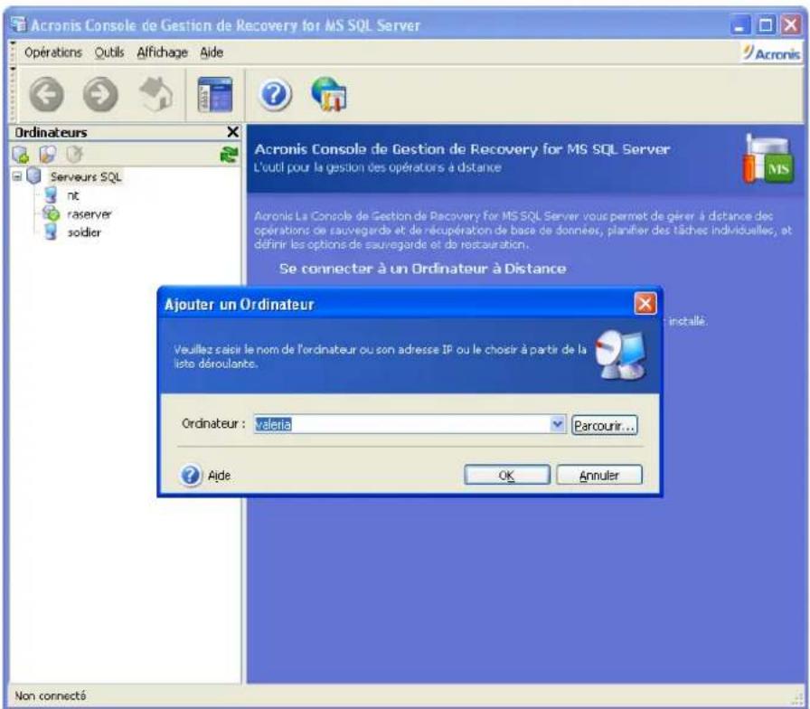 ACRONIS Recovery for MS SQL Server - Ajout de serveurs - 1