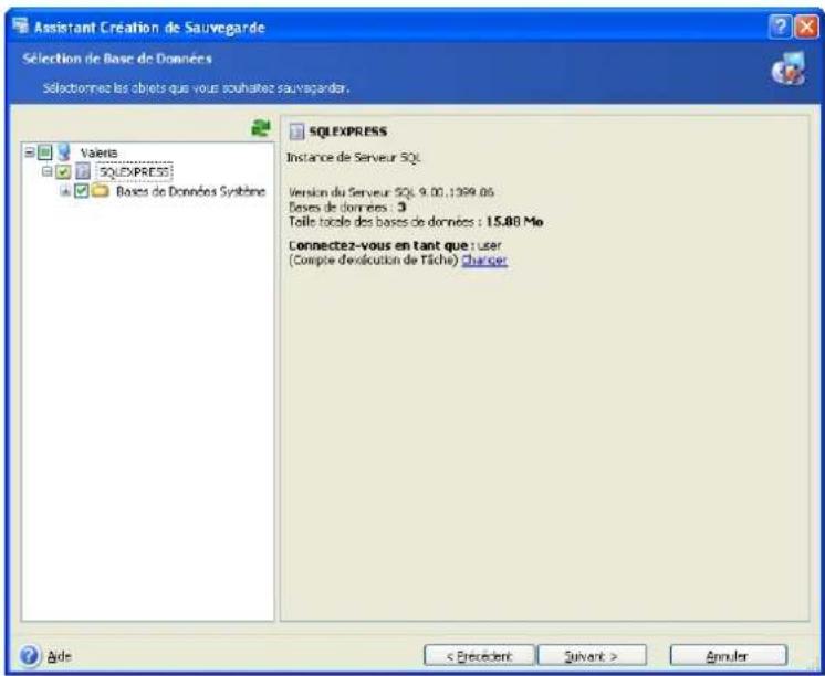 ACRONIS Recovery for MS SQL Server - Sélection des instances à sauvegarder - 2