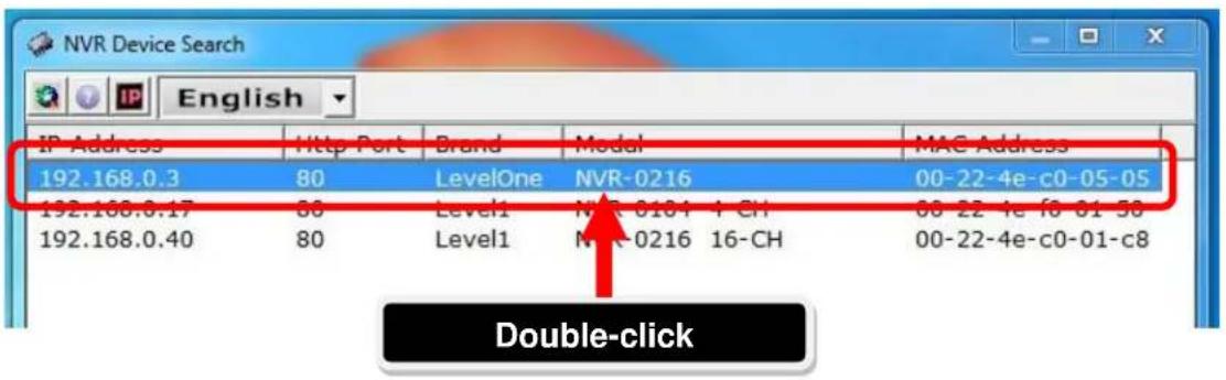 LEVELONE NVR0208 - Use LevelOne Device Search Utility - 4