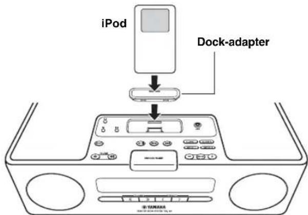 YAMAHA TSX120 - Plaats uw iPod in het iPod-dock. - 1