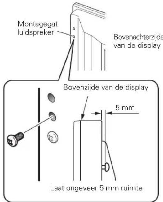PIONEER PDPS58 - Draai een meegeleverde schroef in het montagegat van de luidspreker (de laagste van de twee) aan de bovenachterzijde van de display. - 1