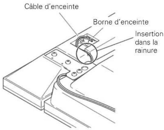 PIONEER PDPS58 - Placez la plaque de fixation d'enceinte sur la vis que vous venez de poser en passant la partie large par-dessus puis en faisant glisser la vis au bas de la fente. vissez provisoirement la vis du bas. - 3