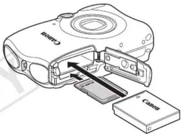 CANON PowerShot SD990 IS - Inserite la batteria (Batteria Ricaricabile NB-5L) e la scheda di memoria. - 1