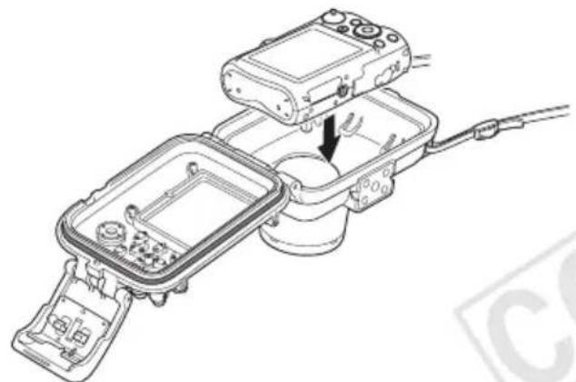 CANON PowerShot SD990 IS - 如图所示，将相机插入防水套。 - 1